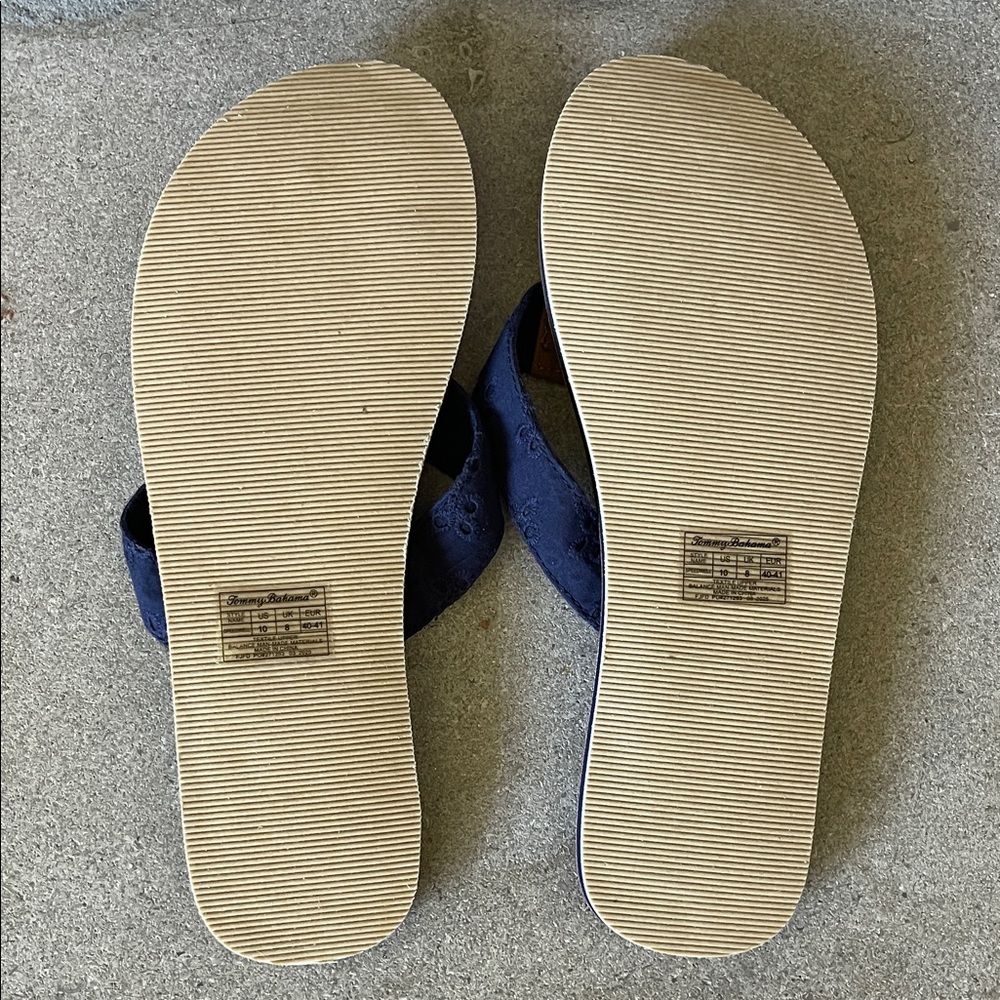 Tommy Bahama Women's Navy and Brown Flip Flop Sandals, Sz 10 - Picture 12 of 13